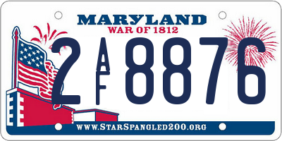 MD license plate 2AF8876
