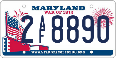 MD license plate 2AF8890