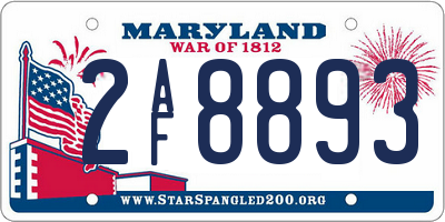 MD license plate 2AF8893