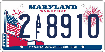 MD license plate 2AF8910