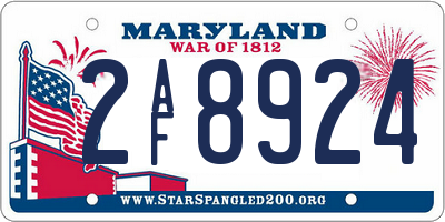 MD license plate 2AF8924