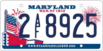 MD license plate 2AF8925