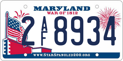 MD license plate 2AF8934