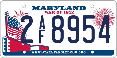 MD license plate 2AF8954