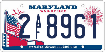 MD license plate 2AF8961