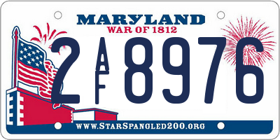 MD license plate 2AF8976