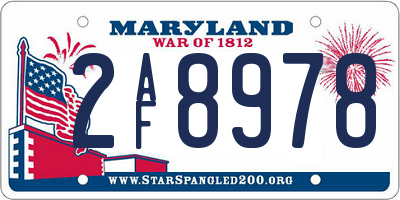 MD license plate 2AF8978