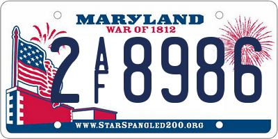 MD license plate 2AF8986