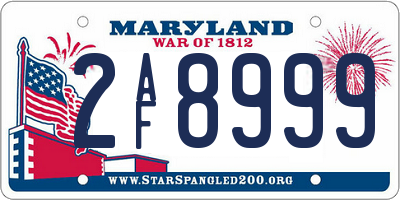 MD license plate 2AF8999