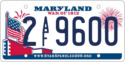 MD license plate 2AF9600