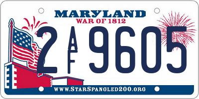MD license plate 2AF9605