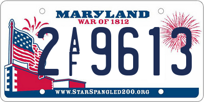 MD license plate 2AF9613