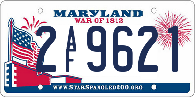 MD license plate 2AF9621