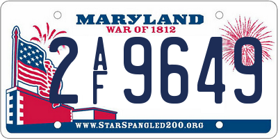 MD license plate 2AF9649