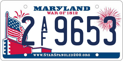 MD license plate 2AF9653