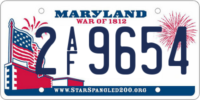 MD license plate 2AF9654