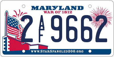 MD license plate 2AF9662