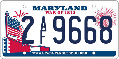 MD license plate 2AF9668