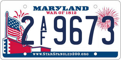 MD license plate 2AF9673