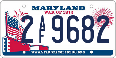 MD license plate 2AF9682