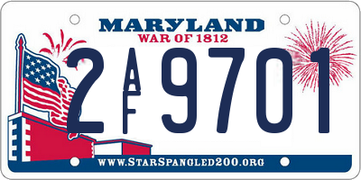 MD license plate 2AF9701