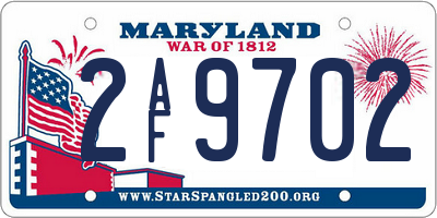 MD license plate 2AF9702
