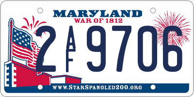 MD license plate 2AF9706