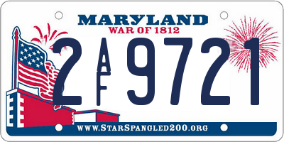 MD license plate 2AF9721