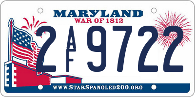 MD license plate 2AF9722