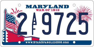 MD license plate 2AF9725