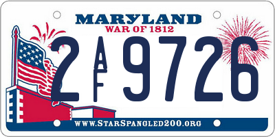 MD license plate 2AF9726