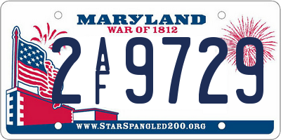 MD license plate 2AF9729