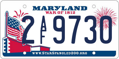 MD license plate 2AF9730