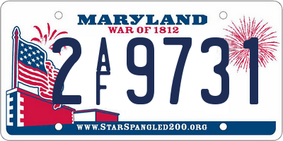 MD license plate 2AF9731