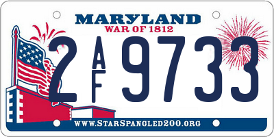 MD license plate 2AF9733