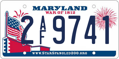 MD license plate 2AF9741