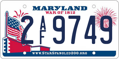 MD license plate 2AF9749