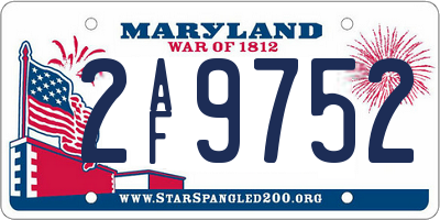 MD license plate 2AF9752