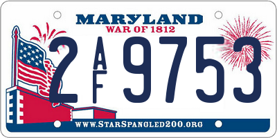MD license plate 2AF9753