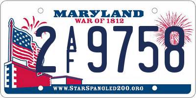 MD license plate 2AF9758