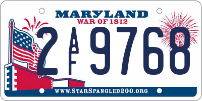 MD license plate 2AF9768