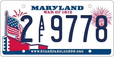 MD license plate 2AF9778