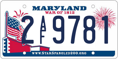 MD license plate 2AF9781