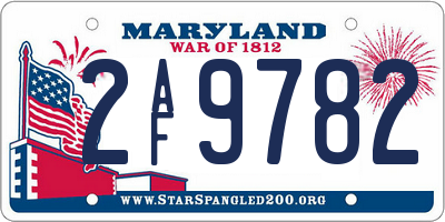 MD license plate 2AF9782
