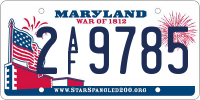 MD license plate 2AF9785