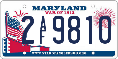 MD license plate 2AF9810