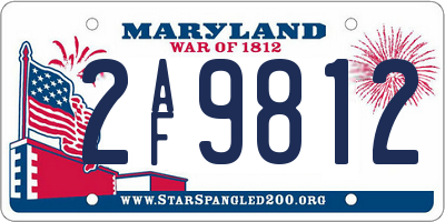 MD license plate 2AF9812