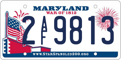 MD license plate 2AF9813