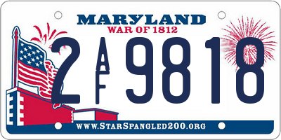MD license plate 2AF9818