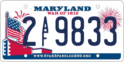MD license plate 2AF9833